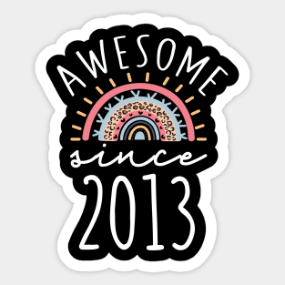 Awesome Since 2013 9th Birthday Rainbow Born In 2013 Birthday Gift Sticker